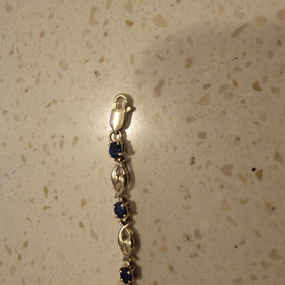 10kt Yellow Gold Blue Sapphire Stone Bracelet - Picture 3 of 12